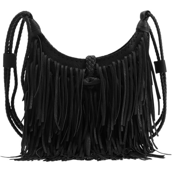 Chic Vegan Suede Fringe Crossbody Bag - Ideal Everyday Hobo Purse for Women - Picture 7 of 9
